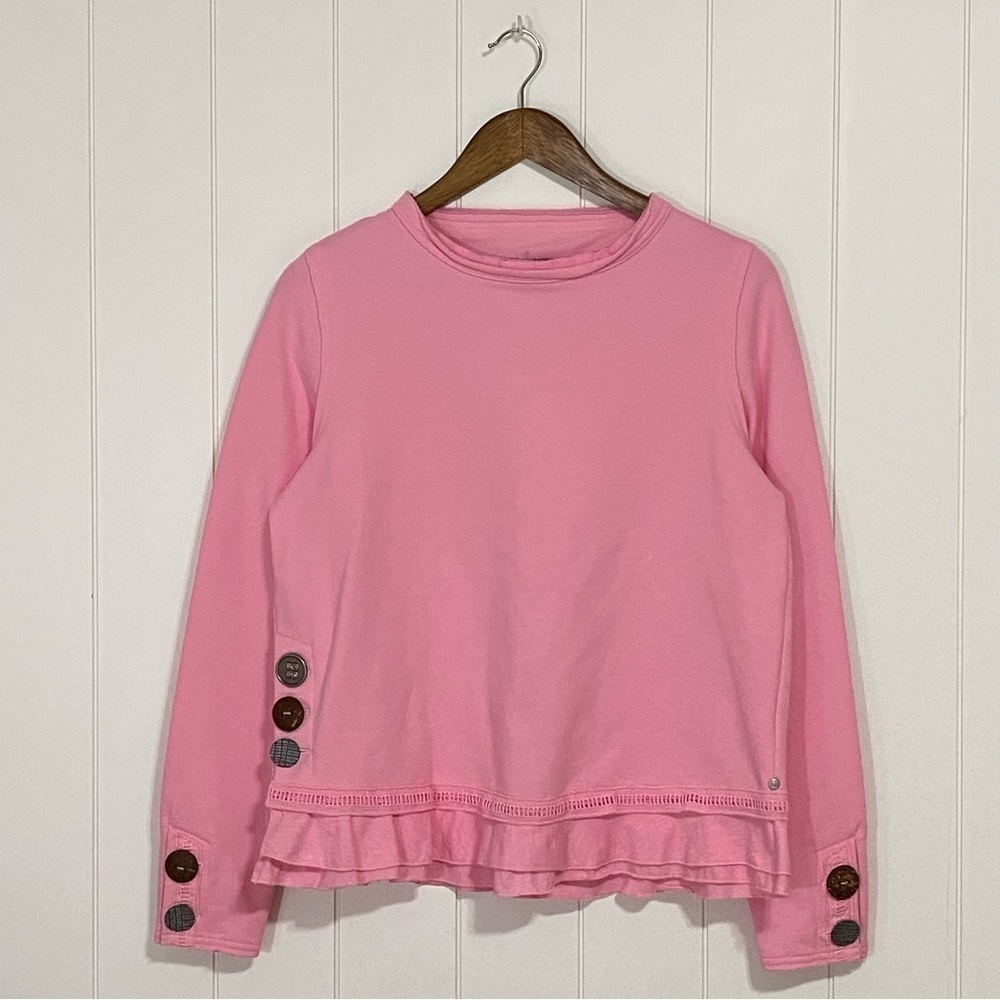 NEON Buddah Cape Side Ruffled Hem French Terry Pullover size S